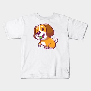 Cute dog playing with ball Kids T-Shirt